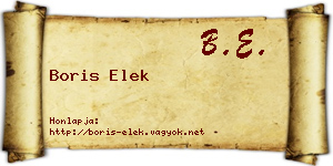 Boris Elek névjegykártya